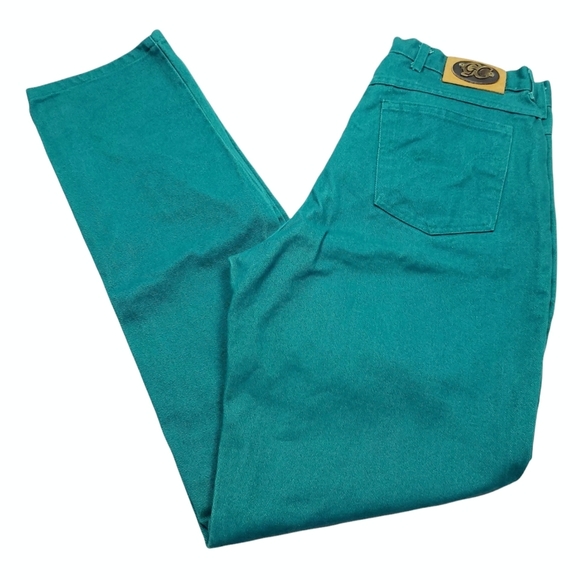 Vintage Denim - Vintage 90s Jeans Gull Cove Teal Green High Waist Tapered Mom Women's Size 34×35